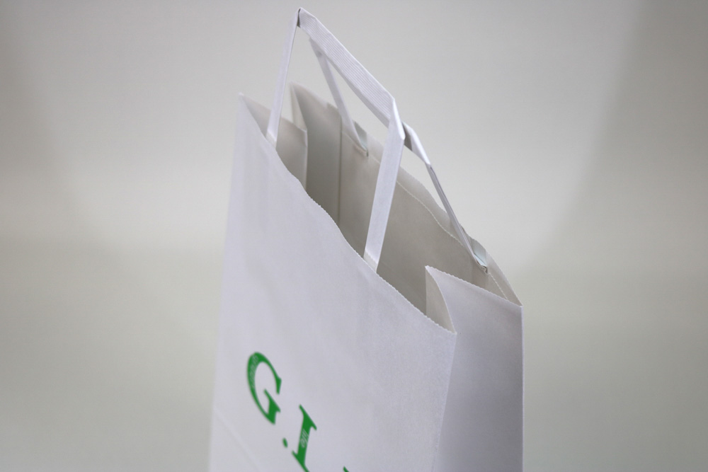 晒クラフト120g/㎡自動手付平紐、フレキソ印刷1色の別注紙袋の入れ口画像