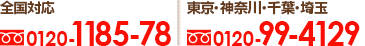 お問い合わせ番号：全国0120-1185-78、東京0120-99-4129、夜間・休日090-6554-6006