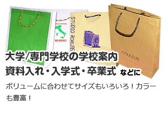 大学・専門学校の学校案内、資料入れ、入学式などに