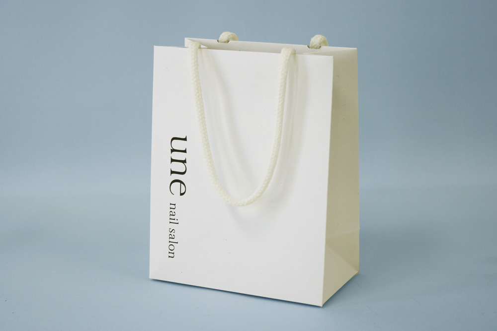 古紙配合ボール紙（アイボリー）　表面加工なし  簡単カラープリント  片面１色のセミオーダー紙袋