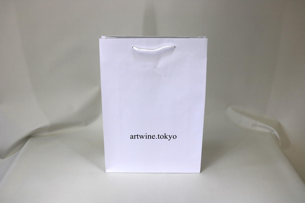 コート紙表面マットPP加工箔押印刷１色のセミオーダー紙袋の正面画像