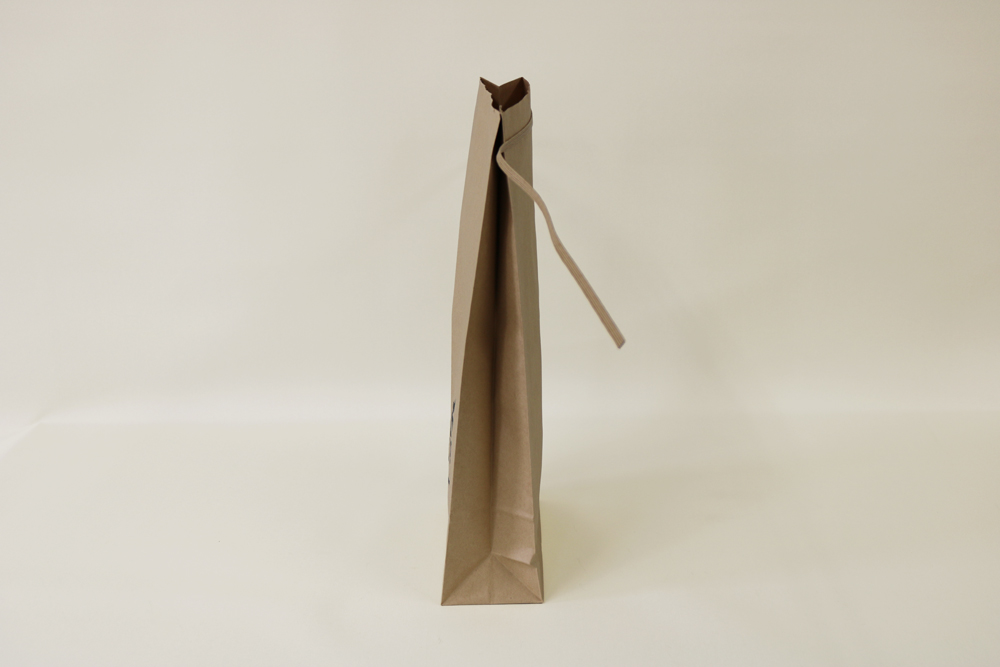 未晒クラフト、シルク印刷 片面1色の米袋の側面画像