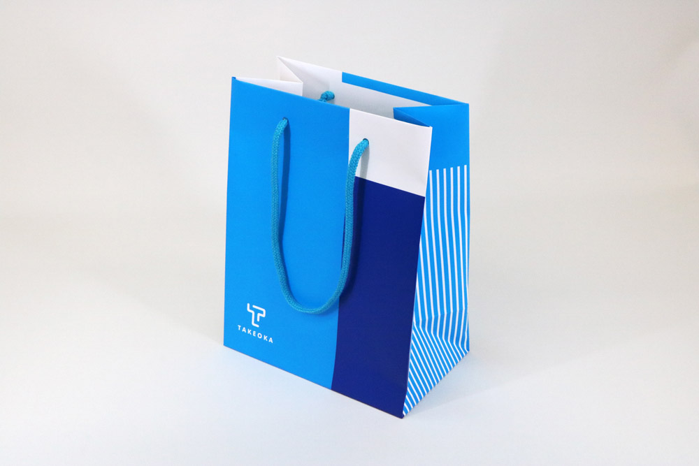 コート紙表面マットPP貼り、オフセット印刷2色の別注紙袋