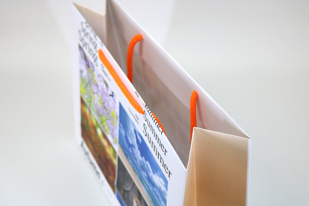 コート紙表面マットPP貼り、オンデマンド印刷カラー4色の別注紙袋の入れ口画像