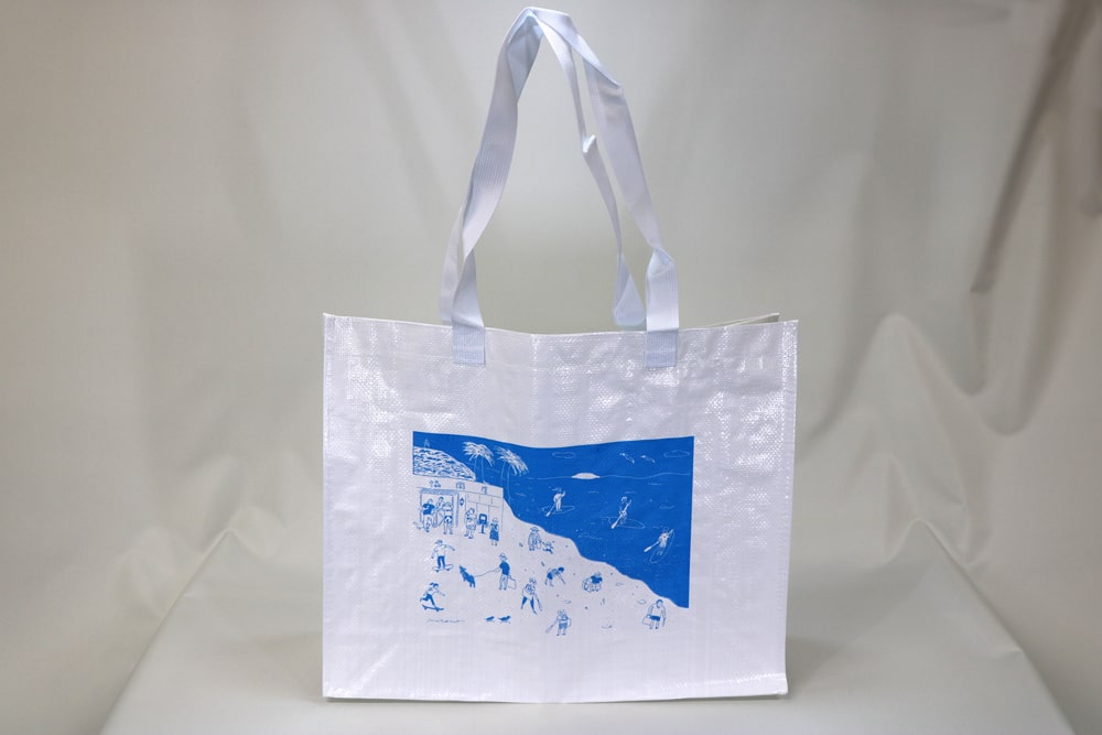 PPワリフのシルク印刷片面１色のセミオーダークロスレジャーバッグの正面画像