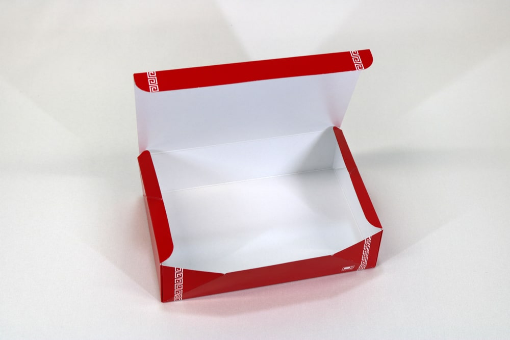 カードＢのオフセット印刷２色の組立て紙箱の蓋開画像