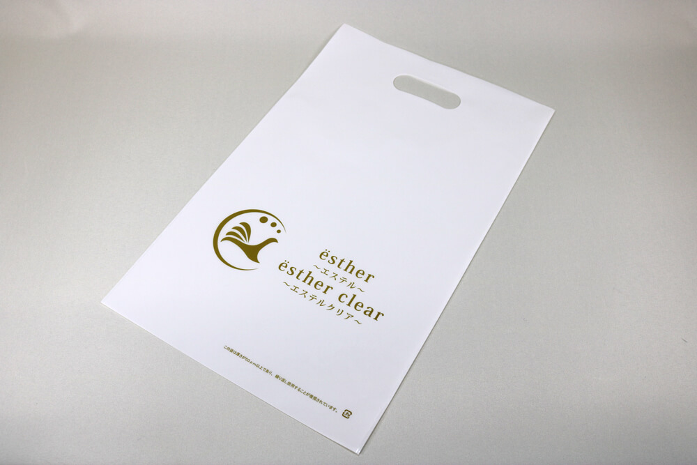 LDPE＋OPのUVオフセット印刷片面1色の小判穴ポリ袋