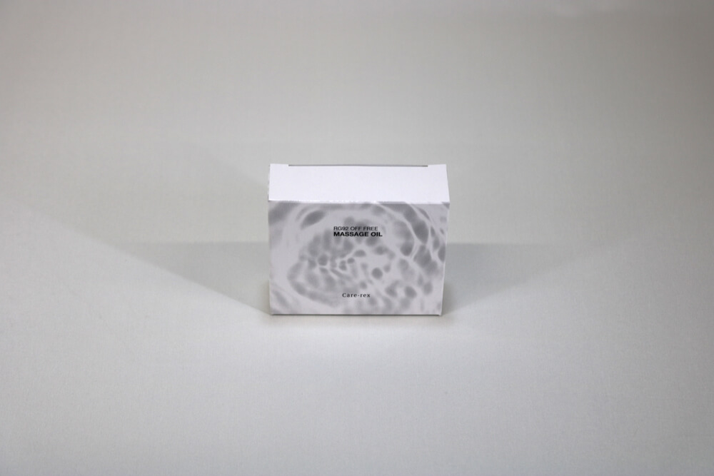 カードB350g/㎡にオフセット印刷１色した組立て紙箱の正面画像
