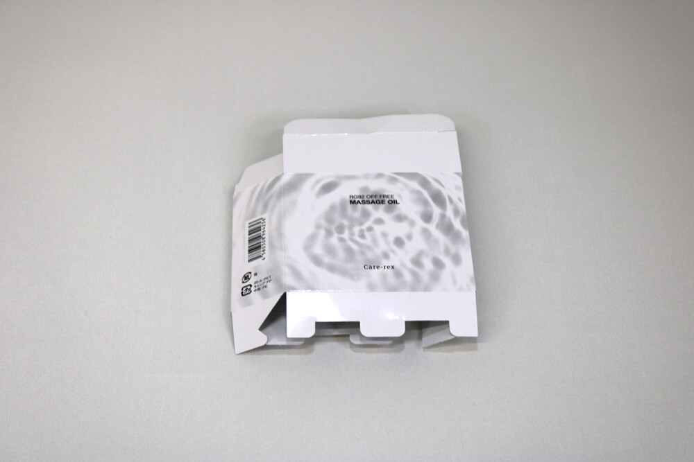 カードB350g/㎡にオフセット印刷１色した組立て紙箱の畳状態画像