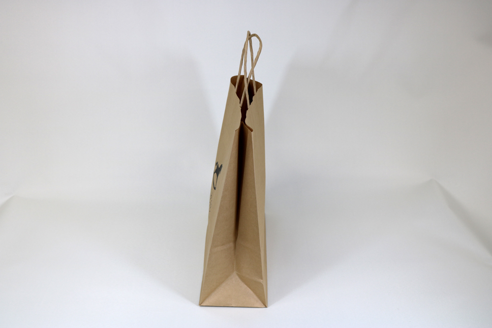 未晒クラフト（茶）、シルク印刷１色のセミオーダー紙袋の側面画像