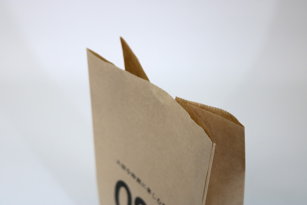 未晒クラフト、角底袋のシルク印刷 1色のセミオーダー紙袋の入れ口画像