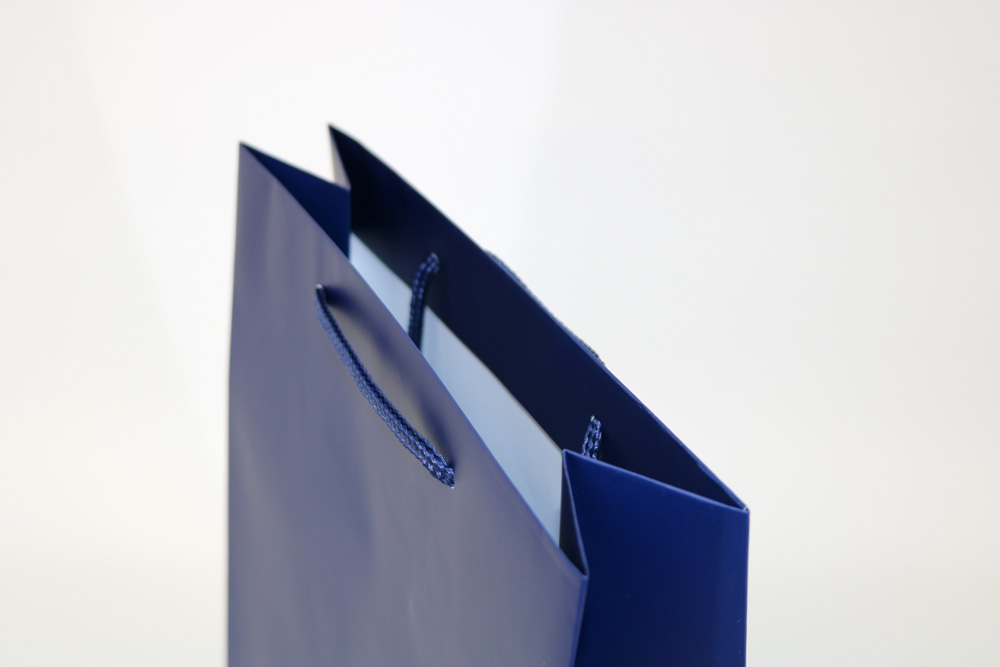 コート紙表面マットPP貼り、オフセット印刷１色（ベタ）の別注紙袋の入れ口画像