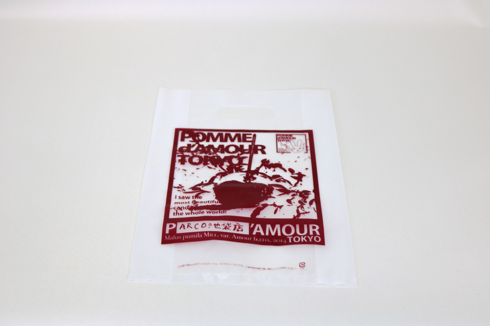 HDPEのグラビア印刷片面１色の小判穴抜きポリ袋の正面画像