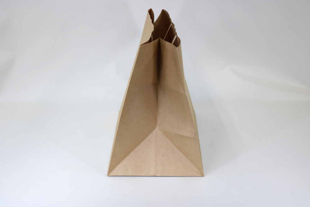 未晒クラフト（茶）、シルク印刷１色のセミオーダー紙袋の側面画像