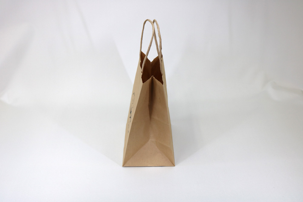 未晒クラフト（茶）､シルク印刷１色のセミオーダー紙袋の側面画像