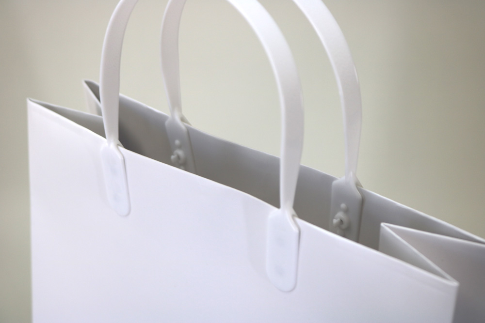 コート紙+表面マットPP加工､シルク印刷２色のセミオーダー紙袋の入れ口画像