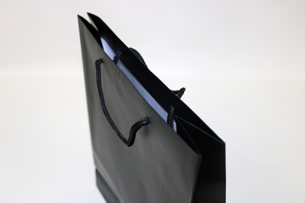 コート紙+マットＰＰ､シルク印刷１色のセミオーダー紙袋の入れ口画像