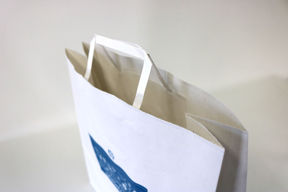 古紙100％クラフト（白）､シルク印刷１色のセミオーダー紙袋の入れ口画像