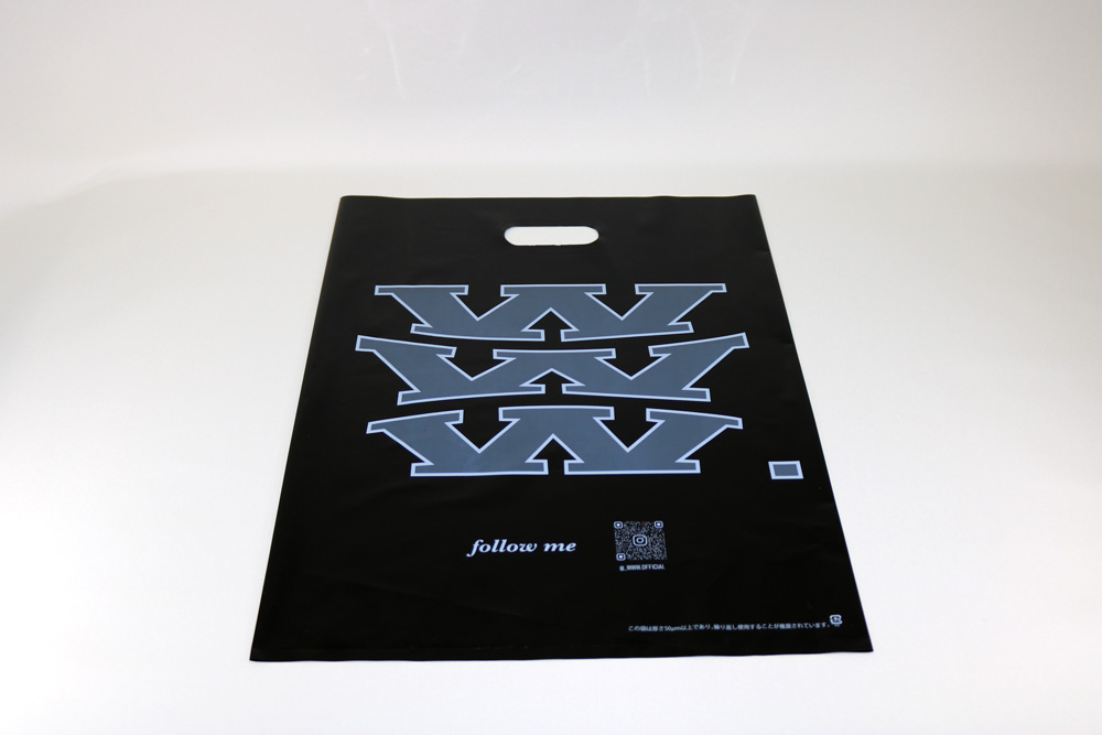 LDPE 0.08㎜厚のグラビア印刷片面１色の小判穴抜きポリ袋の表面画像