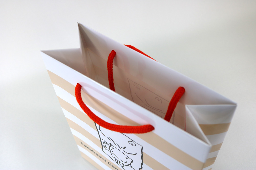 コート紙+グロスPP+オフセット印刷２色の別注紙袋の入れ口画像