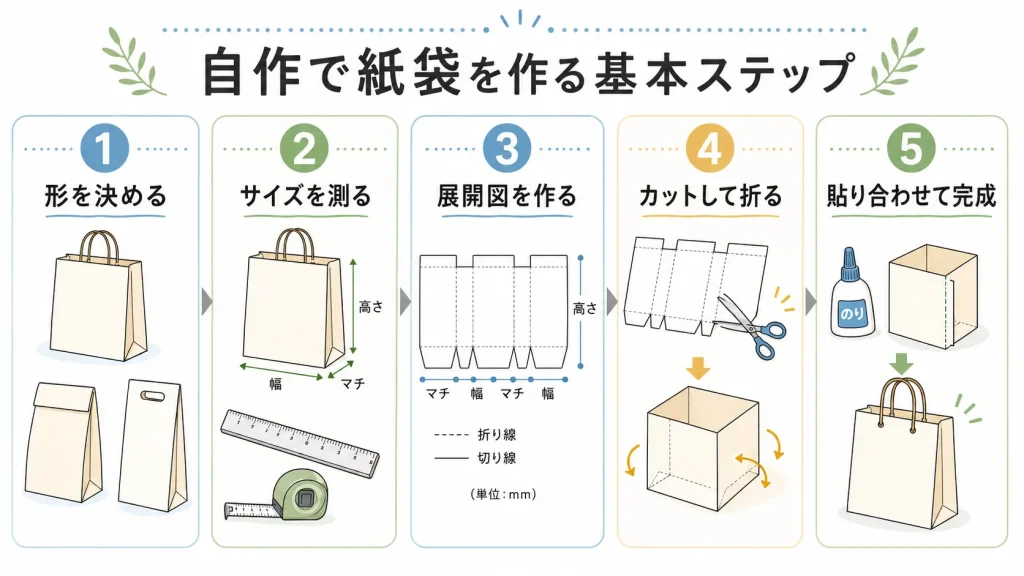 自作でオリジナル紙袋を作る工程
