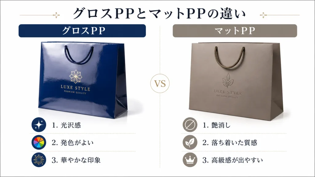グロスPP加工とマットPP加工の違い