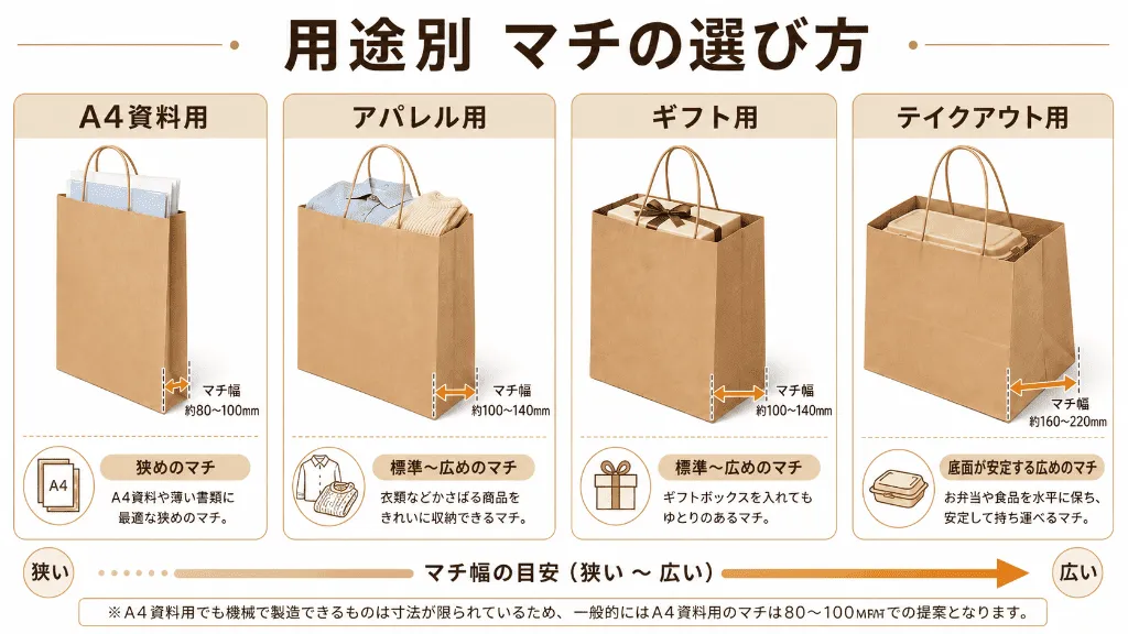 用途別に適した紙袋のマチの選び方