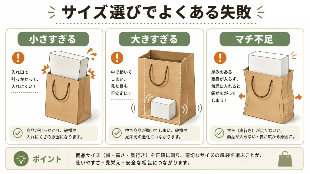 紙袋サイズ選びで失敗しやすい例
