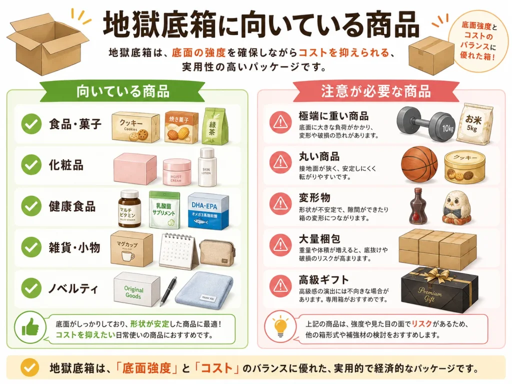 地獄底箱に向いている商品と注意が必要な商品