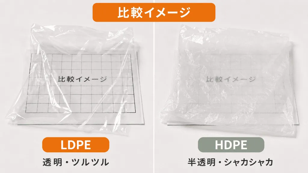 LDPEとHDPEの透明度と質感の違い